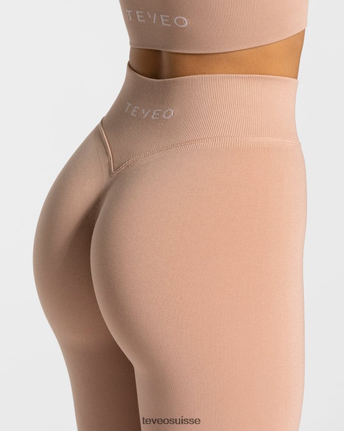 vêtements femmes TEVEO 40204P102 leggings froissés tendance rose poussiéreux