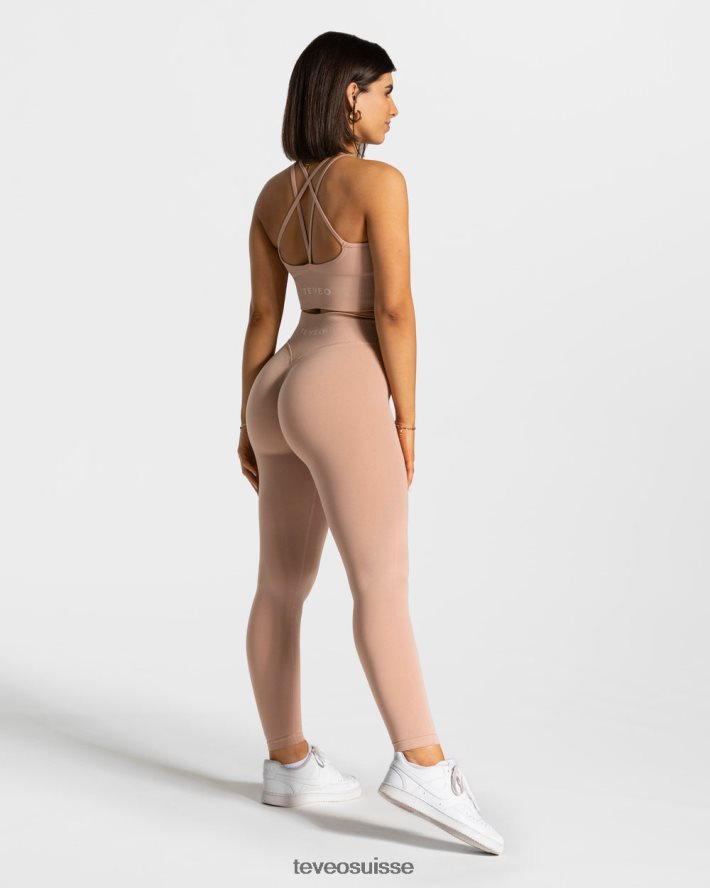 vêtements femmes TEVEO 40204P102 leggings froissés tendance rose poussiéreux