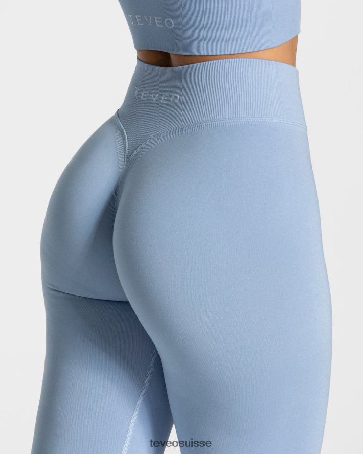 vêtements femmes TEVEO 40204P103 leggings froissés tendance bleu