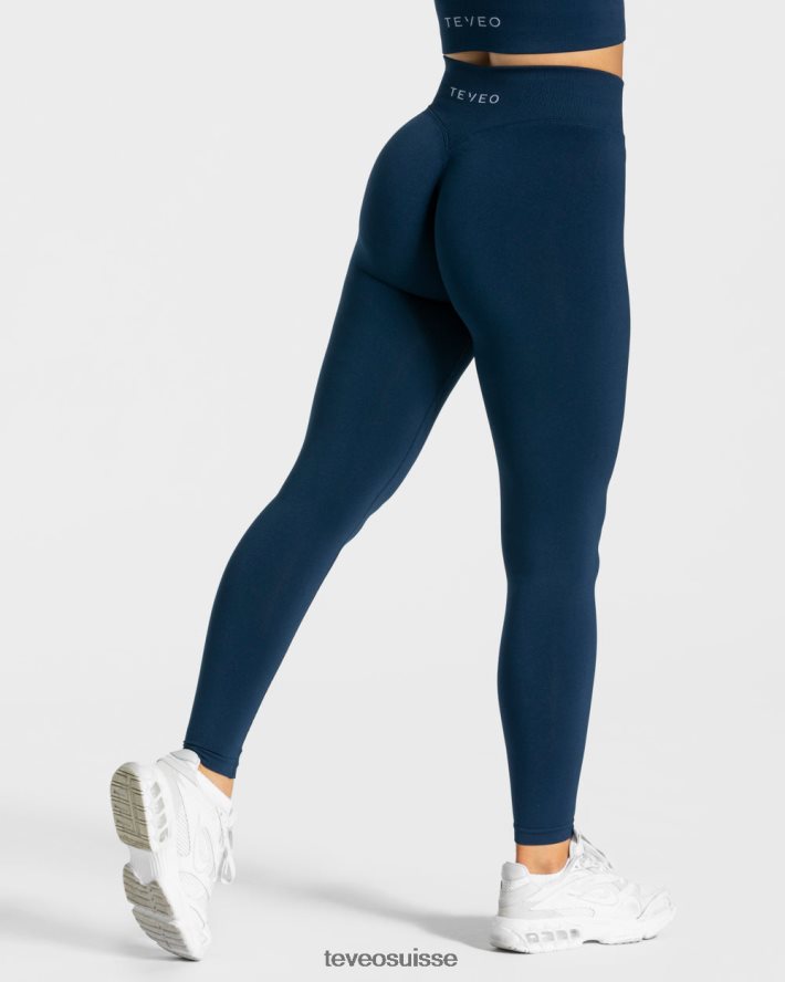 vêtements femmes TEVEO 40204P104 leggings froissés tendance bleu foncé