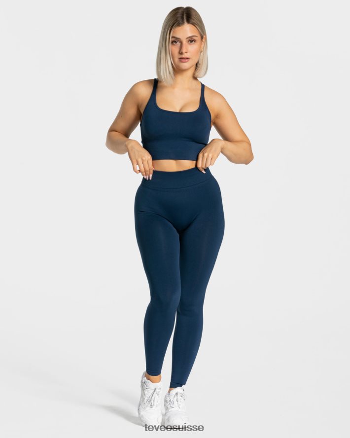 vêtements femmes TEVEO 40204P104 leggings froissés tendance bleu foncé