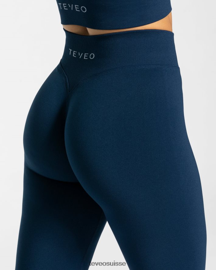 vêtements femmes TEVEO 40204P104 leggings froissés tendance bleu foncé