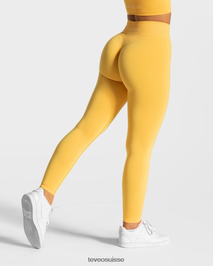 vêtements femmes TEVEO 40204P109 leggings froissés tendance jaune