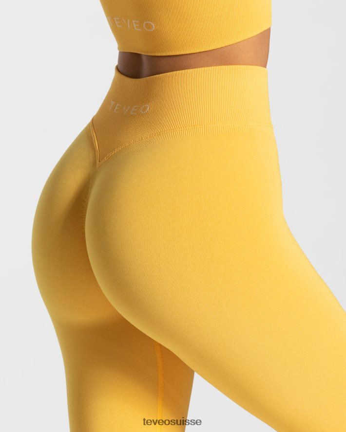 vêtements femmes TEVEO 40204P109 leggings froissés tendance jaune