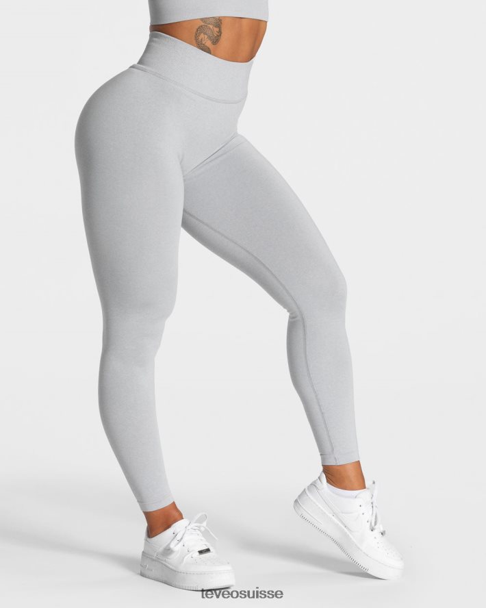 vêtements femmes TEVEO 40204P111 leggings froissés tendance gris clair