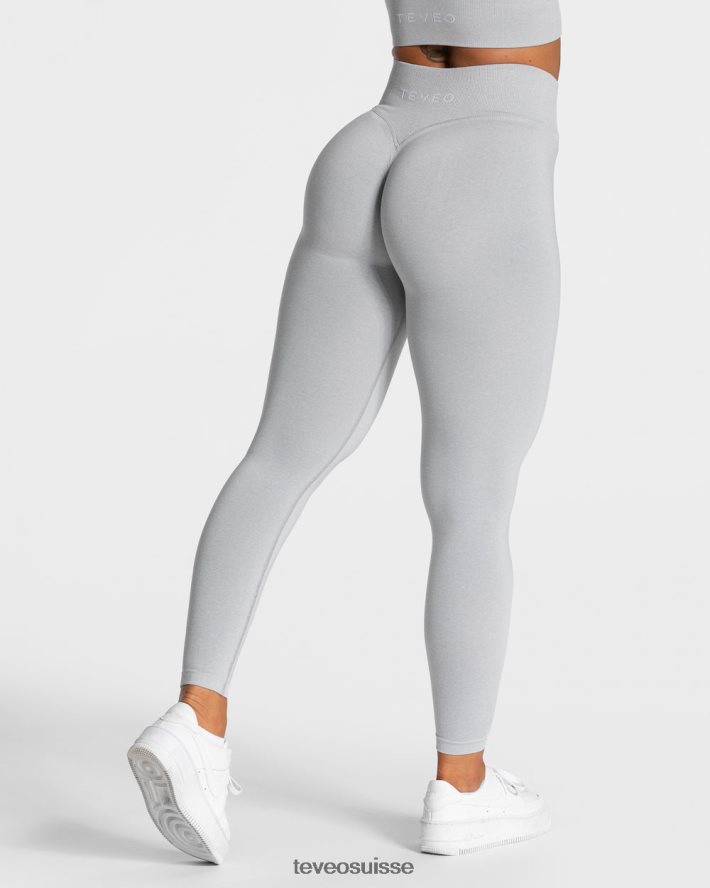 vêtements femmes TEVEO 40204P111 leggings froissés tendance gris clair