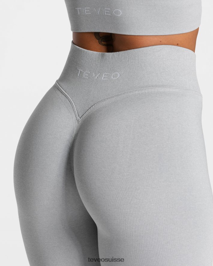 vêtements femmes TEVEO 40204P111 leggings froissés tendance gris clair
