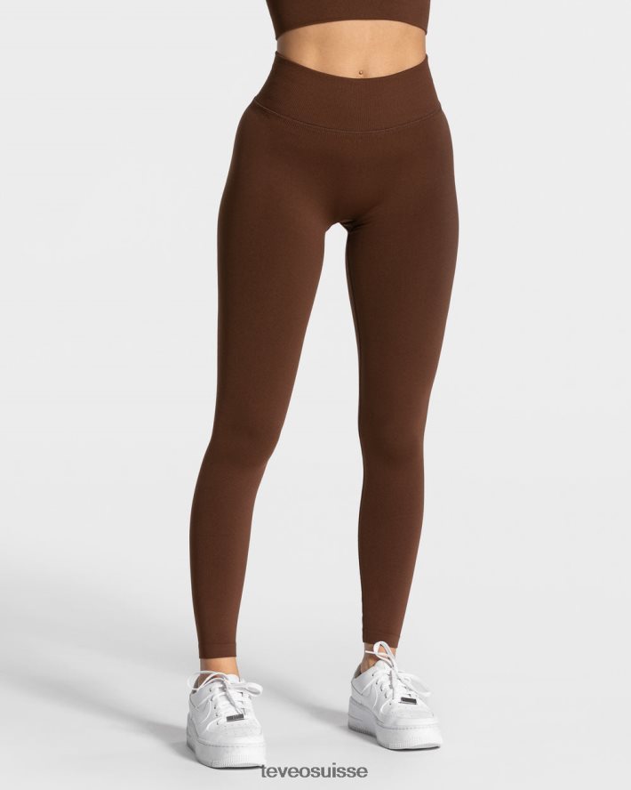 vêtements femmes TEVEO 40204P112 leggings froissés tendance café