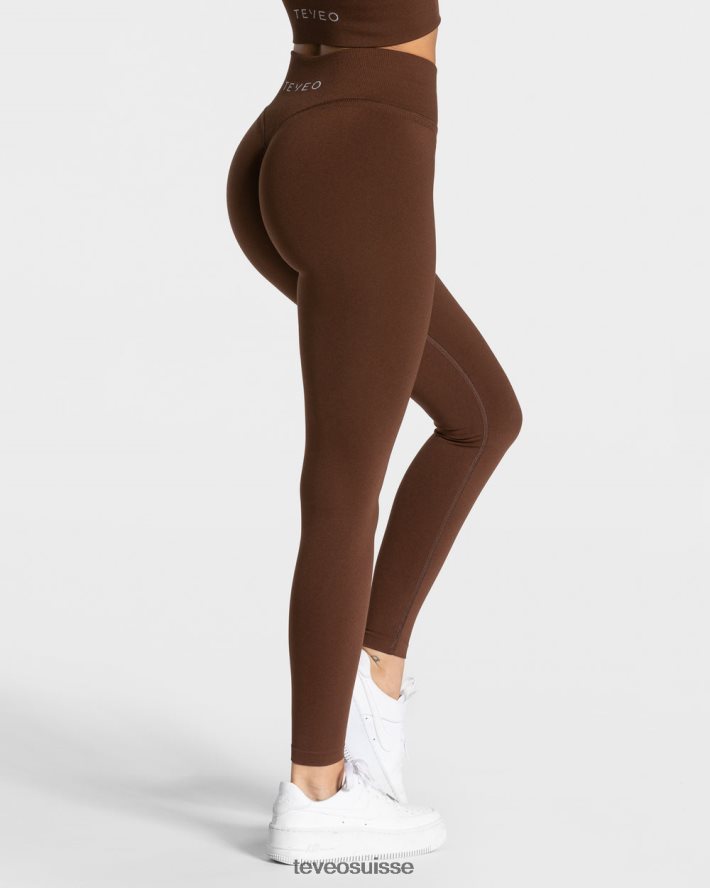 vêtements femmes TEVEO 40204P112 leggings froissés tendance café