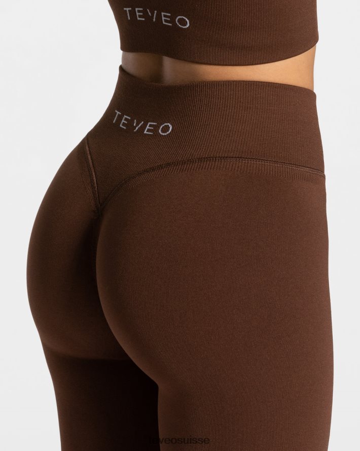 vêtements femmes TEVEO 40204P112 leggings froissés tendance café