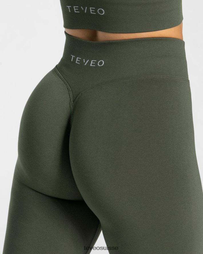 vêtements femmes TEVEO 40204P113 leggings froissés tendance kaki