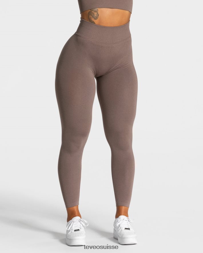 vêtements femmes TEVEO 40204P114 leggings froissés tendance moka