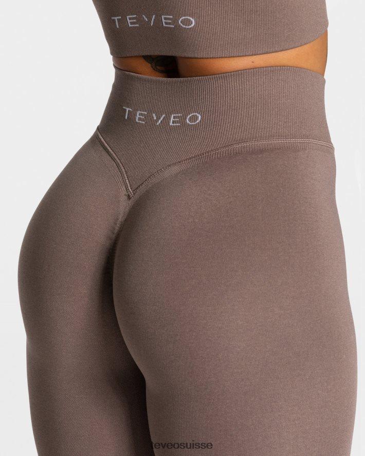 vêtements femmes TEVEO 40204P114 leggings froissés tendance moka