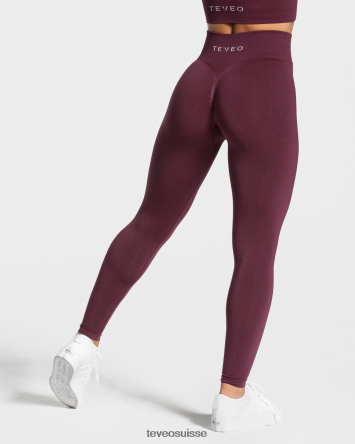 vêtements femmes TEVEO 40204P115 leggings froissés tendance prune