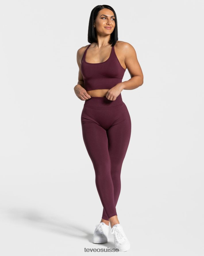 vêtements femmes TEVEO 40204P115 leggings froissés tendance prune