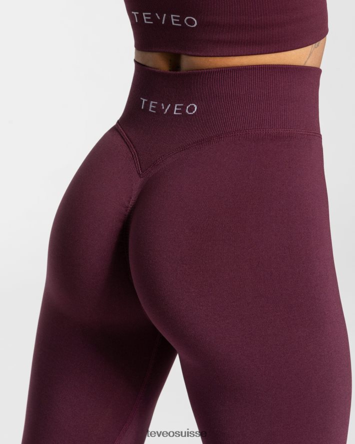 vêtements femmes TEVEO 40204P115 leggings froissés tendance prune