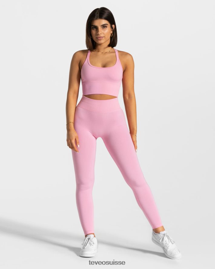 vêtements femmes TEVEO 40204P116 leggings froissés tendance rose