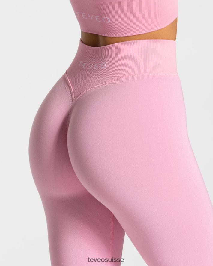 vêtements femmes TEVEO 40204P116 leggings froissés tendance rose
