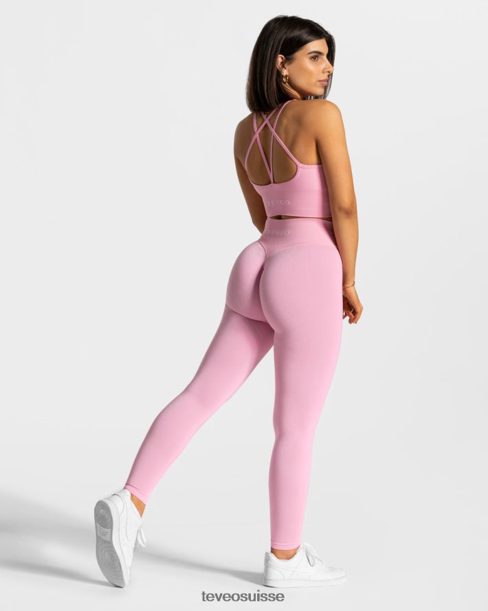 vêtements femmes TEVEO 40204P116 leggings froissés tendance rose