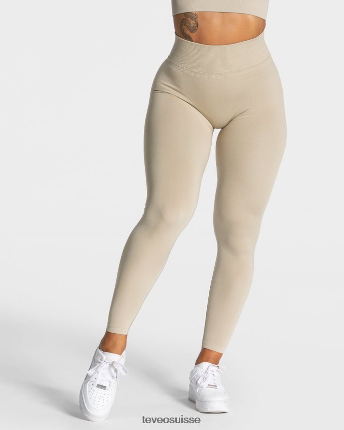 vêtements femmes TEVEO 40204P117 leggings froissés tendance sable