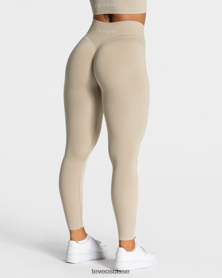 vêtements femmes TEVEO 40204P117 leggings froissés tendance sable