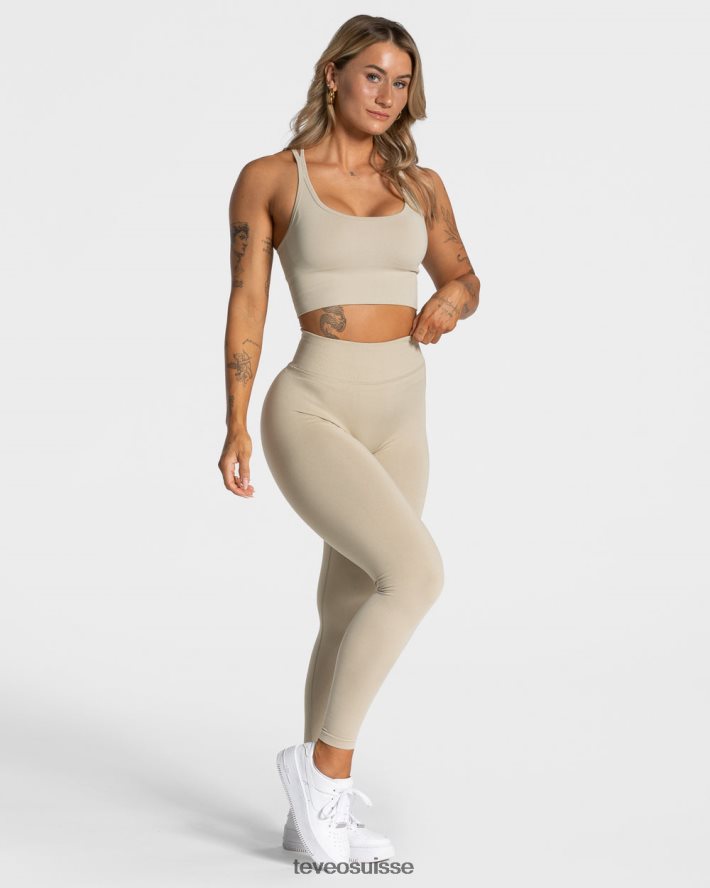 vêtements femmes TEVEO 40204P117 leggings froissés tendance sable