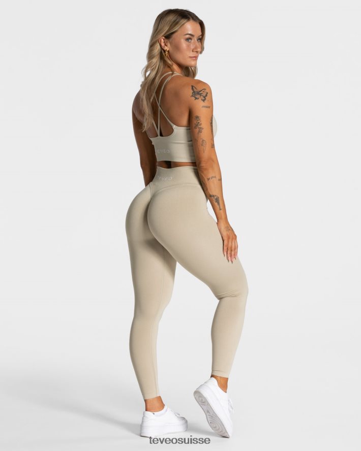 vêtements femmes TEVEO 40204P117 leggings froissés tendance sable