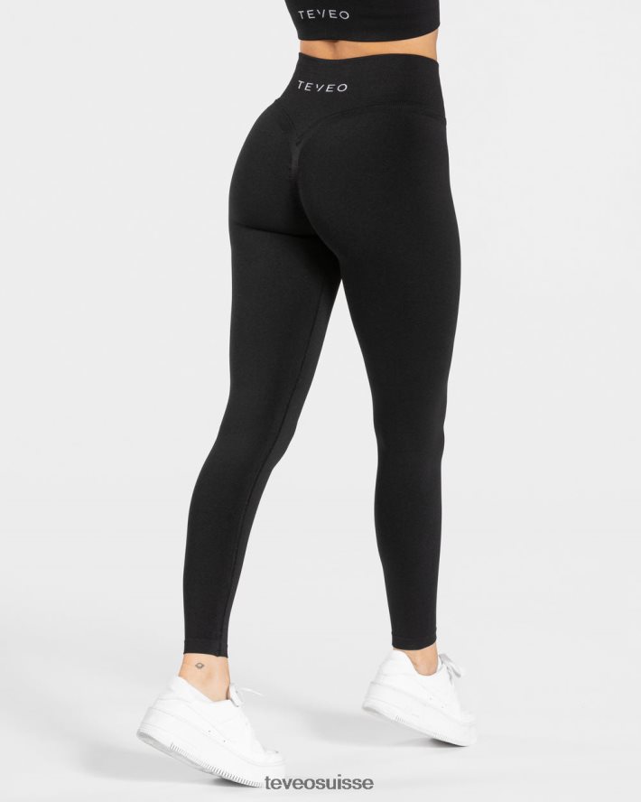 vêtements femmes TEVEO 40204P118 leggings froissés tendance noir