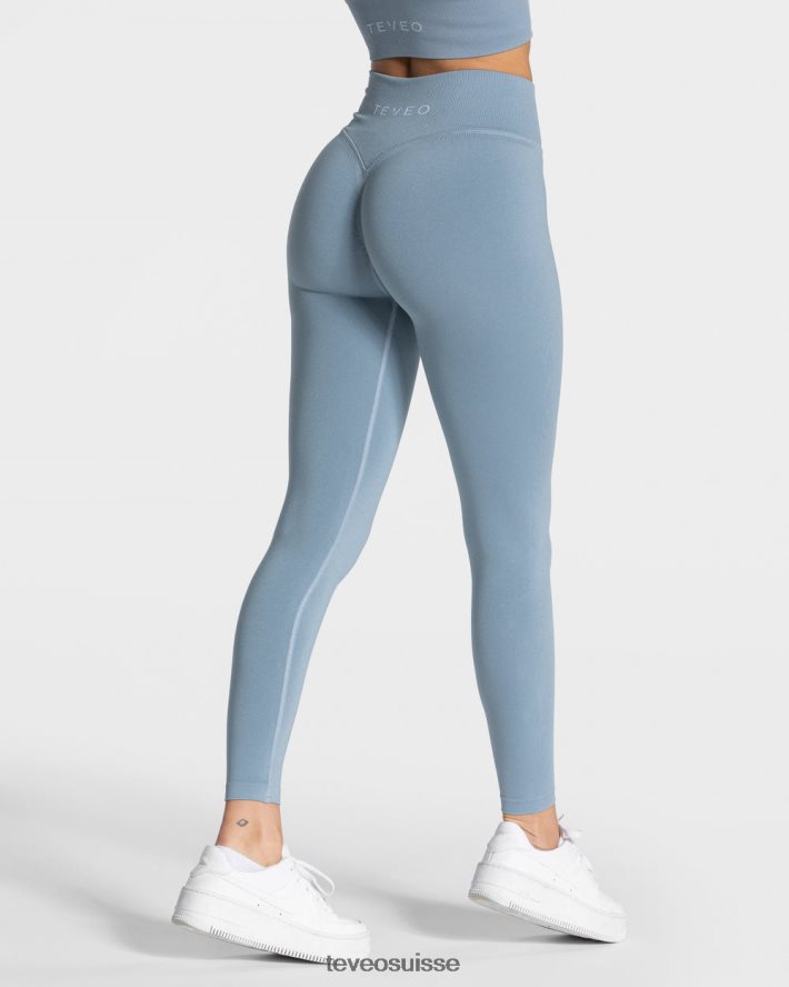vêtements femmes TEVEO 40204P119 leggings froissés tendance bleu acier