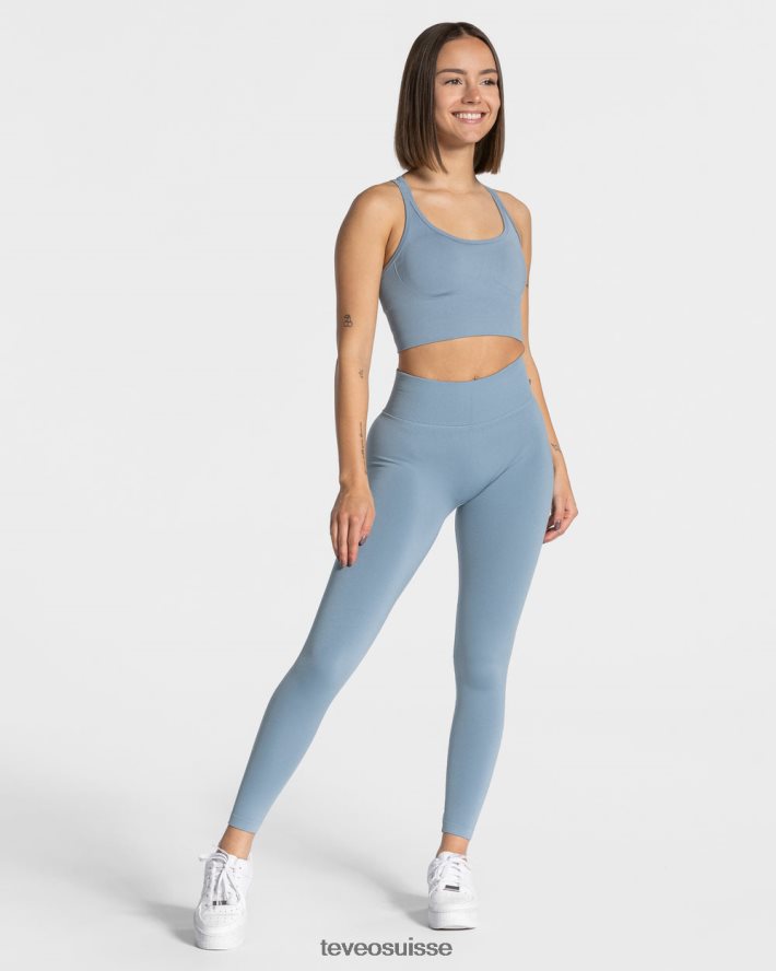 vêtements femmes TEVEO 40204P119 leggings froissés tendance bleu acier