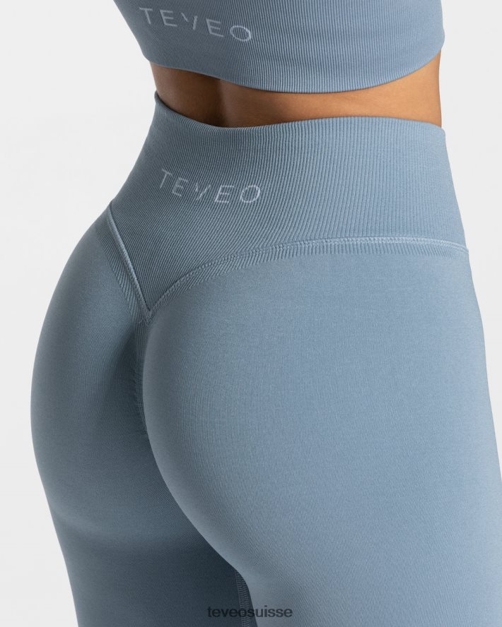 vêtements femmes TEVEO 40204P119 leggings froissés tendance bleu acier