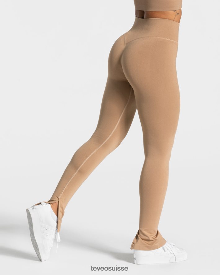 vêtements femmes TEVEO 40204P136 leggings fendus impertinents beige