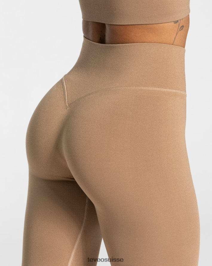 vêtements femmes TEVEO 40204P136 leggings fendus impertinents beige