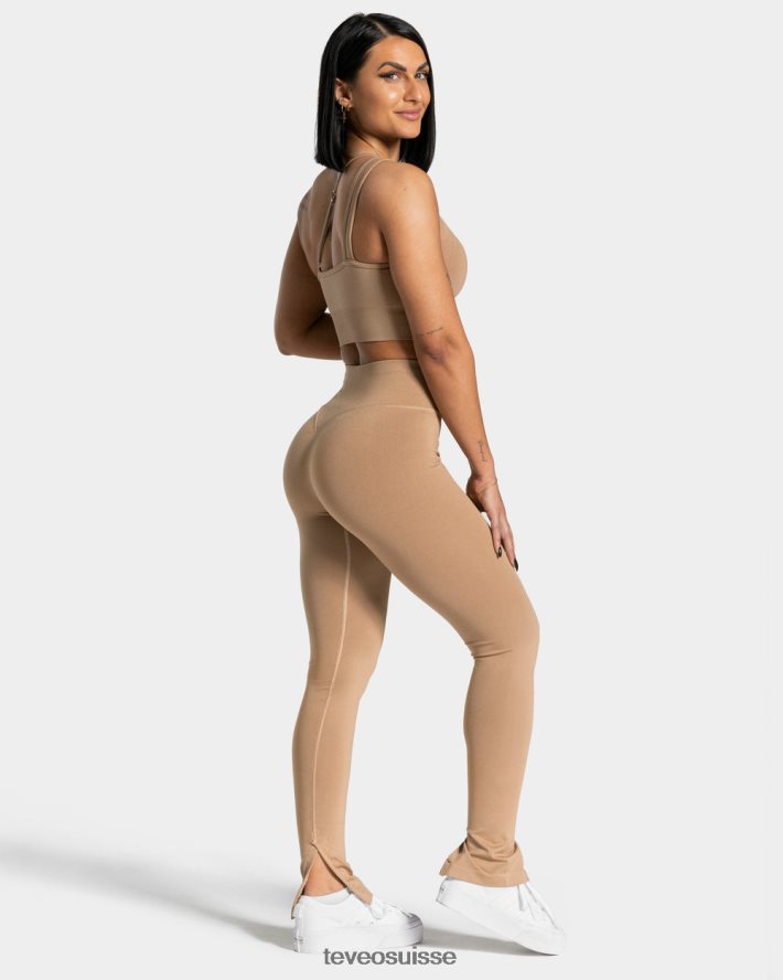 vêtements femmes TEVEO 40204P136 leggings fendus impertinents beige