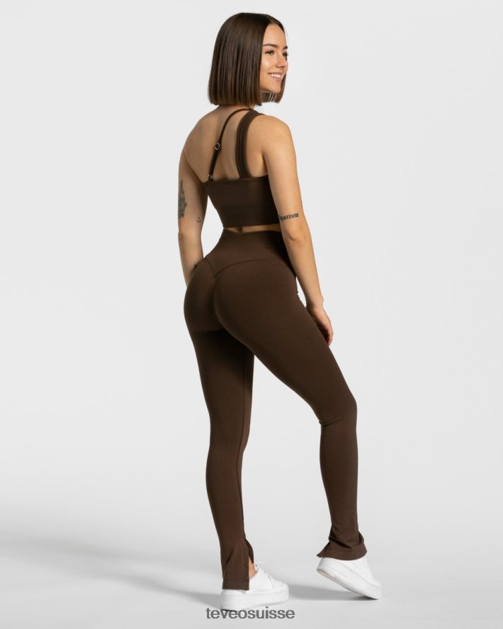 vêtements femmes TEVEO 40204P137 leggings fendus impertinents brun