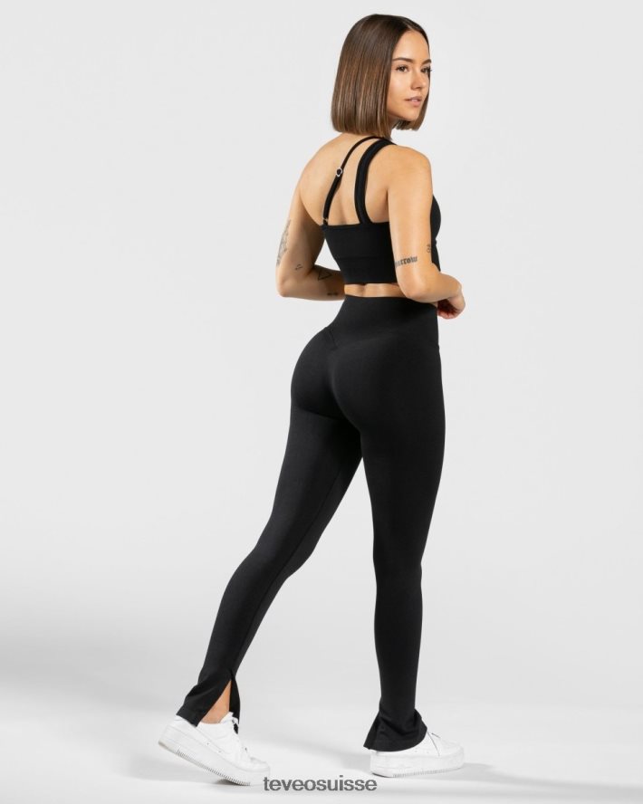 vêtements femmes TEVEO 40204P138 leggings fendus impertinents noir