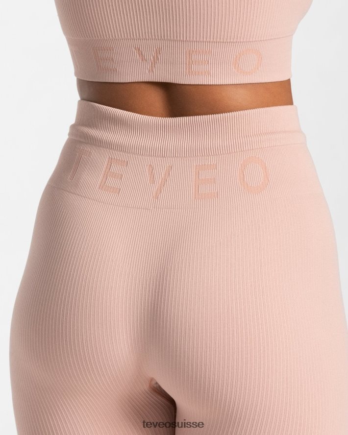 vêtements femmes TEVEO 40204P140 legging côtelé vieux rose