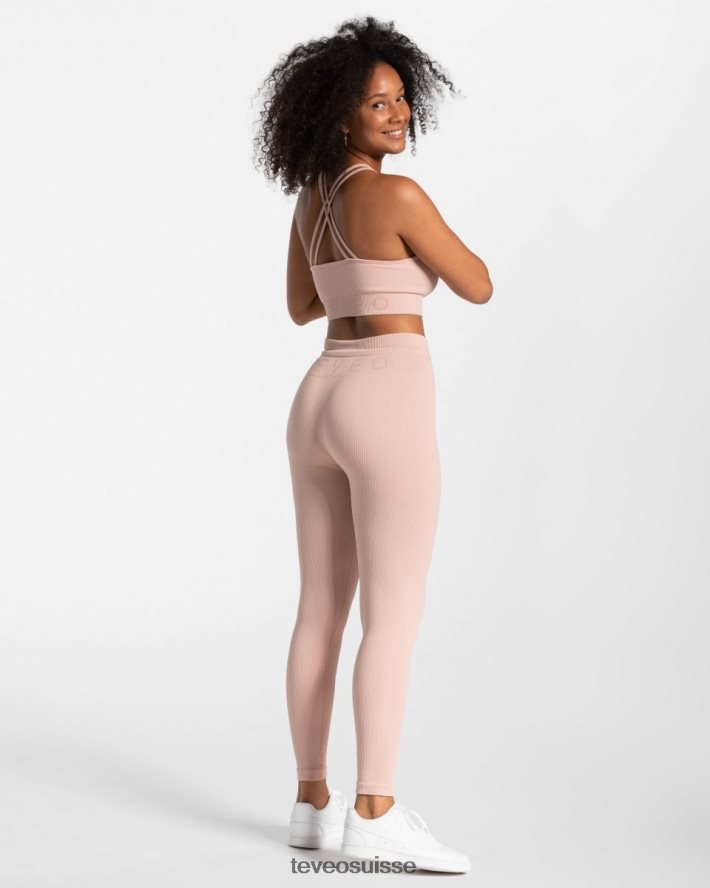 vêtements femmes TEVEO 40204P140 legging côtelé vieux rose