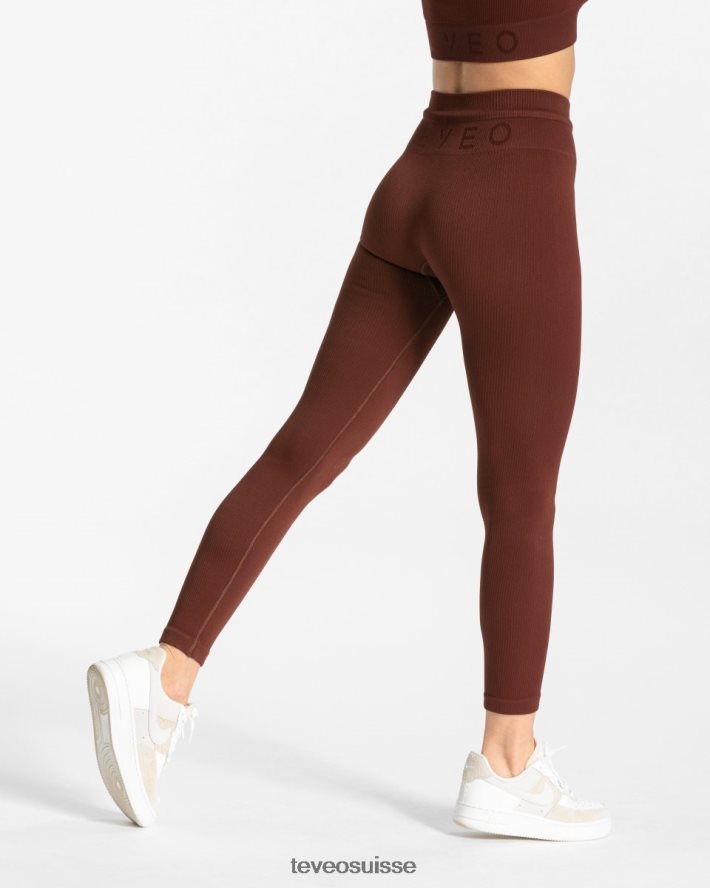 vêtements femmes TEVEO 40204P142 legging côtelé acajou