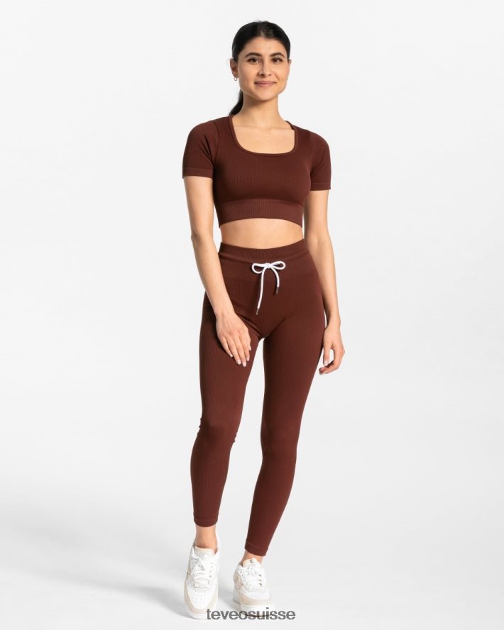 vêtements femmes TEVEO 40204P142 legging côtelé acajou
