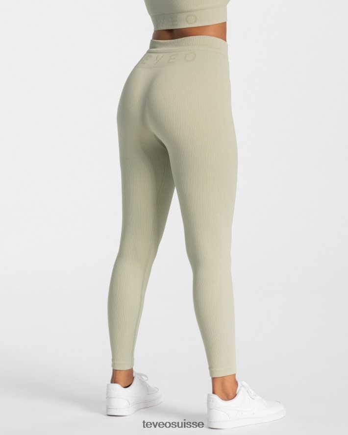 vêtements femmes TEVEO 40204P143 legging côtelé sage