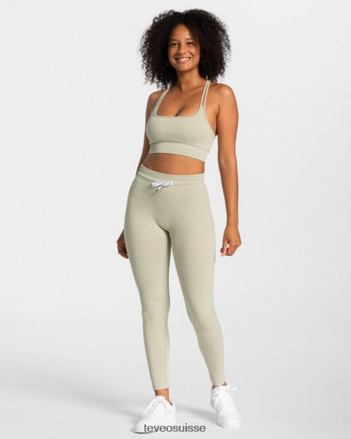 vêtements femmes TEVEO 40204P143 legging côtelé sage