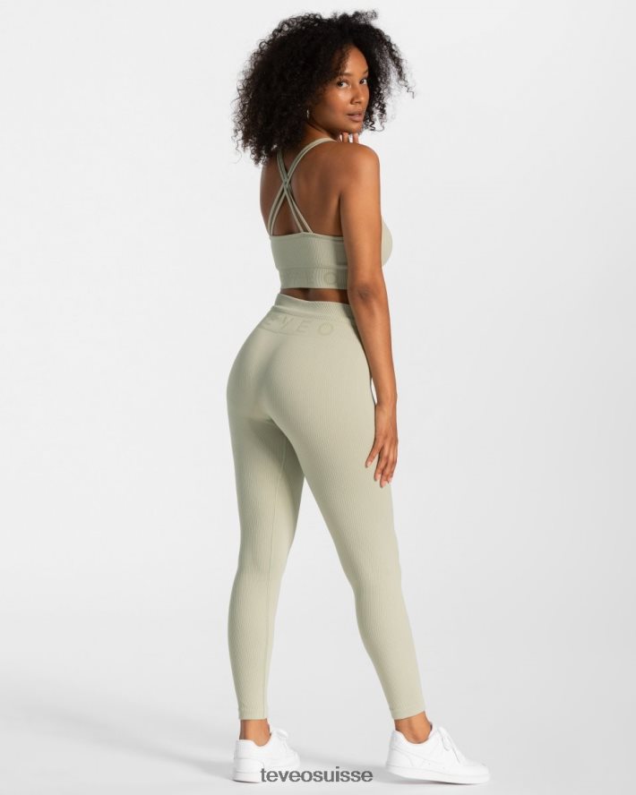 vêtements femmes TEVEO 40204P143 legging côtelé sage