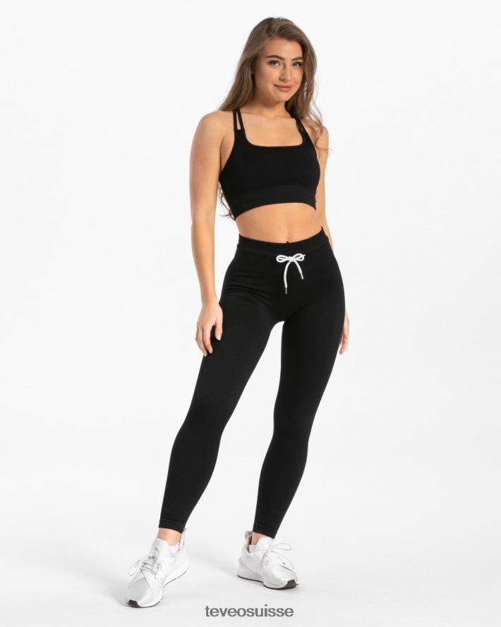 vêtements femmes TEVEO 40204P144 legging côtelé noir