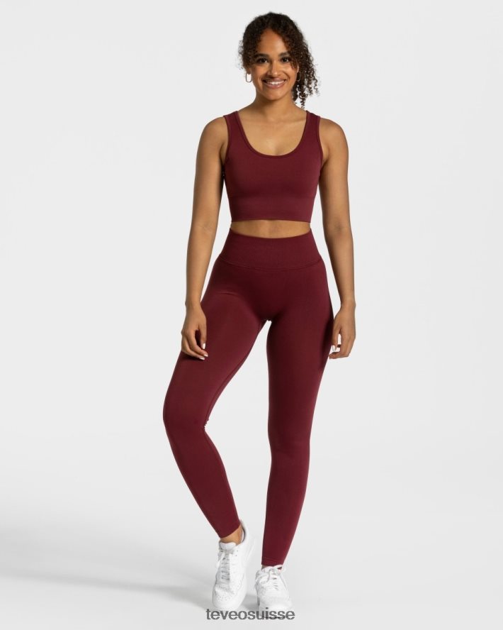 vêtements femmes TEVEO 40204P152 sensations leggings vin rouge
