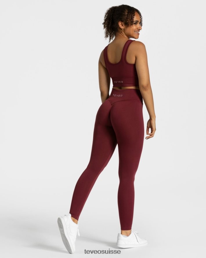 vêtements femmes TEVEO 40204P152 sensations leggings vin rouge
