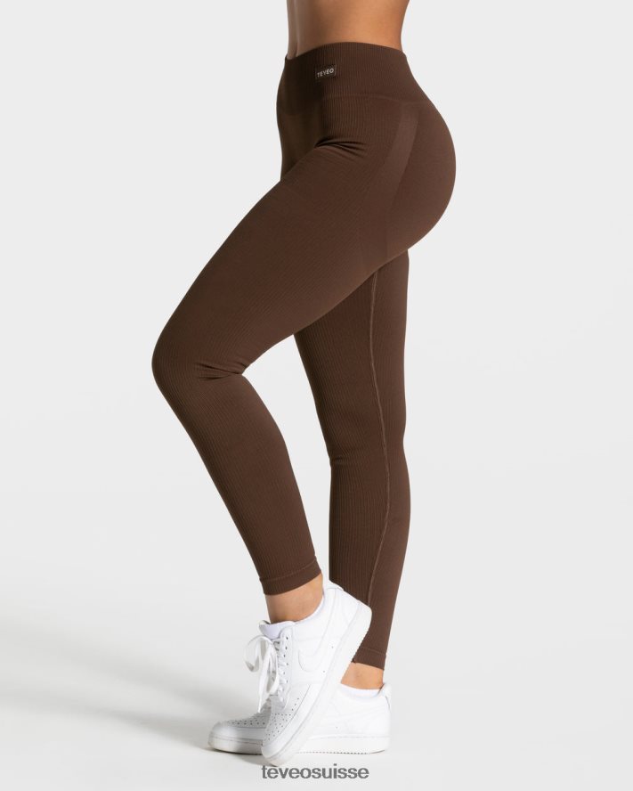 vêtements femmes TEVEO 40204P153 leggings froissés élégants marron foncé