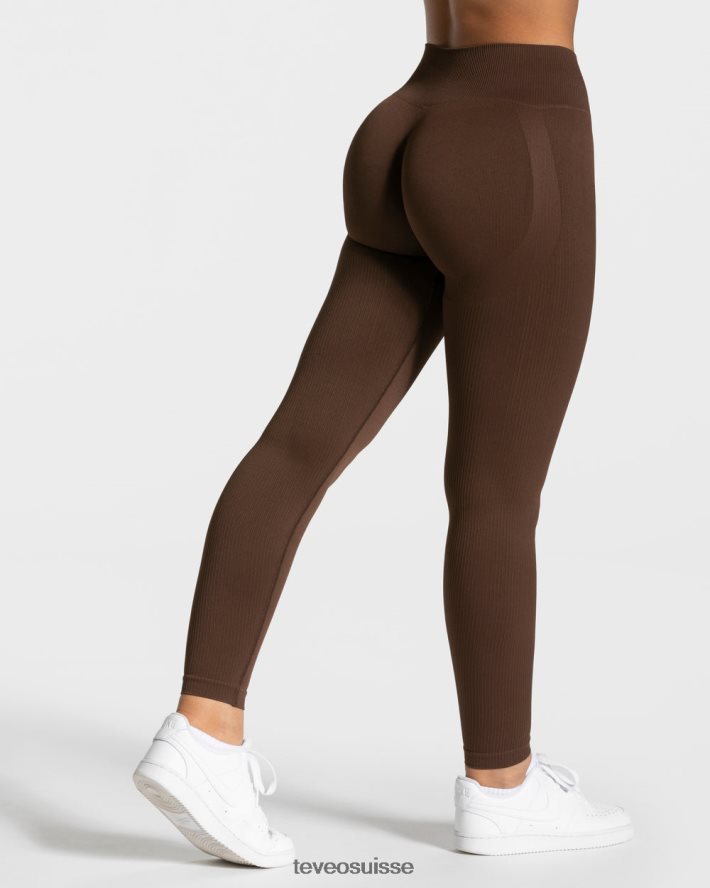 vêtements femmes TEVEO 40204P153 leggings froissés élégants marron foncé