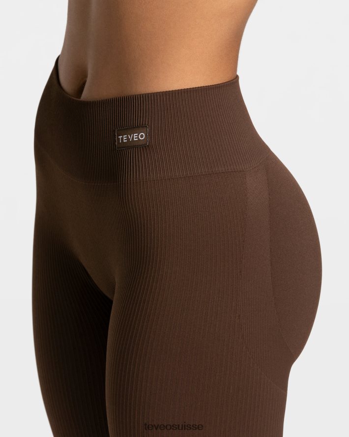 vêtements femmes TEVEO 40204P153 leggings froissés élégants marron foncé