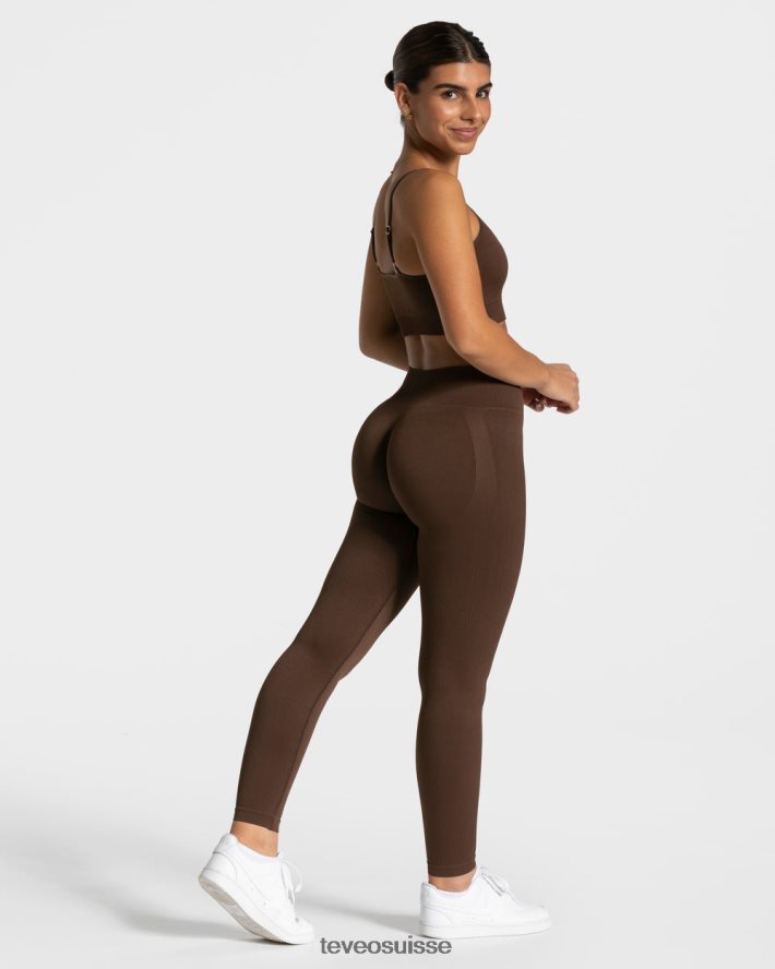vêtements femmes TEVEO 40204P153 leggings froissés élégants marron foncé